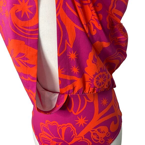 NWT Women's Farm Rio X Adidas Pink and Orange Tropical print body suit - Small - Picture 4 of 10